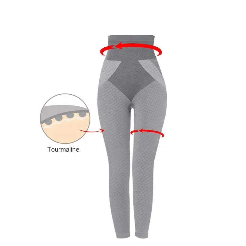Women Free Size Far Infrared Compression Tights Thermal Slim Seamless Tourmaline Bamboo Leggings
