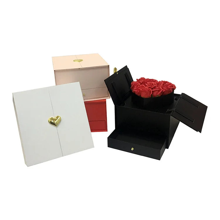 Simple Double Heart Lift Flower Gift Box Valentine's Day Mother's Day Gift Box Can Put Gifts