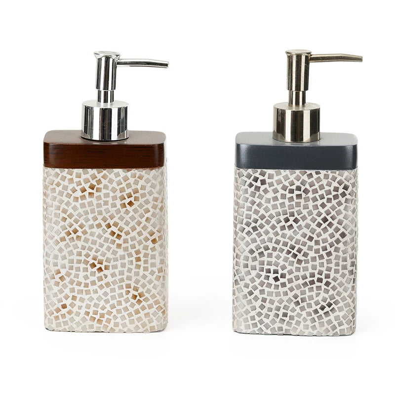 Luxspire Design Resin Lotion Dispenser Set Coloured Drawing Terrazzo Style Refillable Shampoo Container Resin Hand Soap Dispenser