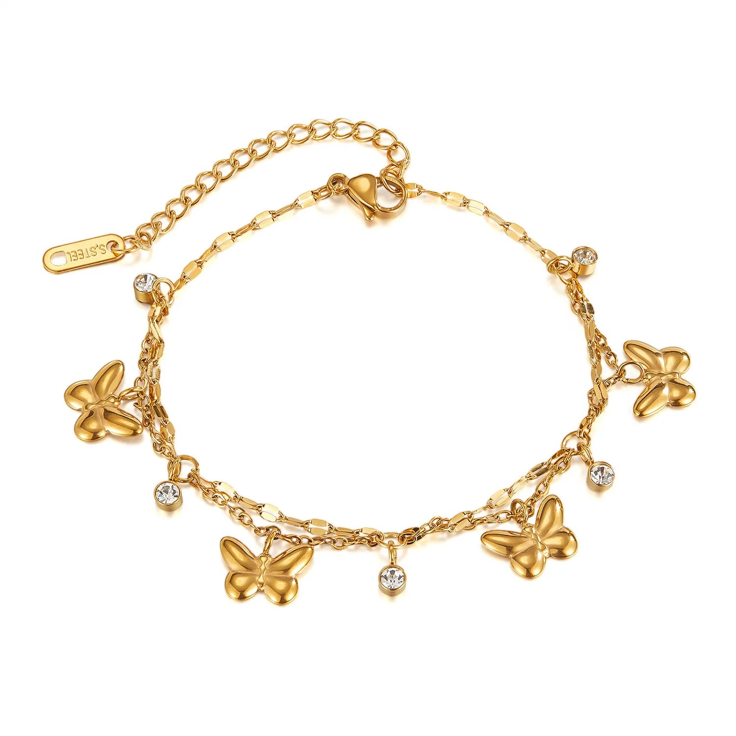 Fashion New Delicate Butterfly Bracelet 18K Gold Plated Waterproof Non-Tarnish Stainless Steel Jewelry Trendy For Women Gift