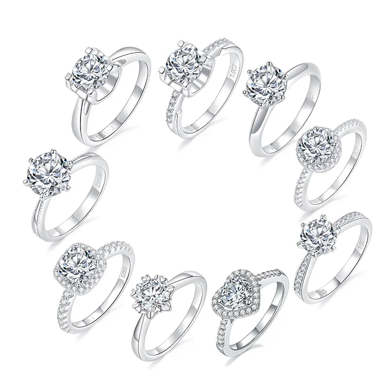 Starsgem Moissanite Stone Silver Jewelry DEF Color VVS Clarity 925 Silver Moissanite Rings
