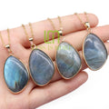 Charming Natural Irregular Labradorite Stone Healing Crystal Gemstone Pendant Necklace Gold Plated Jewelry  for Women Accessory