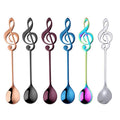 Stainless Steel  Music Notes Coffee Spoons Mixing Spoons Set Cold Drink Fruit Ice Cream Dessert Teaspoon Drinking Tools