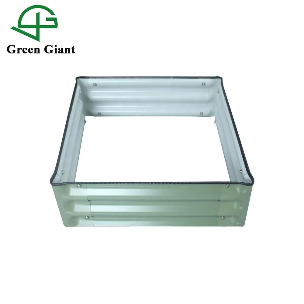 8"Tall 2' X 2' Square Modular Corrugated Metal Raised Garden Bed Kit Aluzinc Galvanized Planter Box for the Garden 61x61x20cm