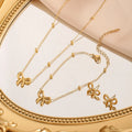 18K Gold Plated Stainless Steel Butterfly Bow Pendant Choker Necklace for Women Elegant Earring Bracelet Necklace Jewelry Gift