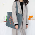 Eco-friendly Korean Letter Contrast Color Canvas Women's One-Shoulder Handbag Casual Cotton Handle Custom Logo Promotional