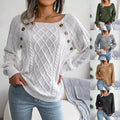 Women Anti-Wrinkle Casual Square Collar Spandex/Polyester 340g Knitted Long Sleeve Pullovers and Sweaters for Autumn