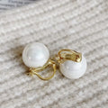 Korean Style 18K Gold Plated 925 Sterling Silver Big Shell Pearl Hoop Earrings for Women