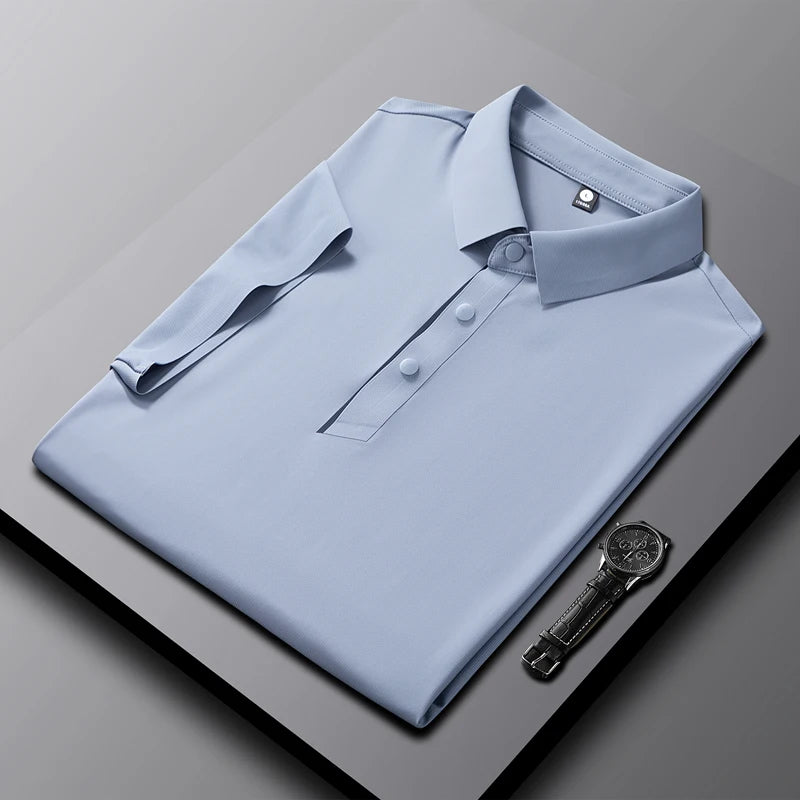 Wholesale Custom Ice Silk Golf Polo Shirt Summer Fashion Simple Seamless New Style Men and Women's Sports Breathable Polo Shirt