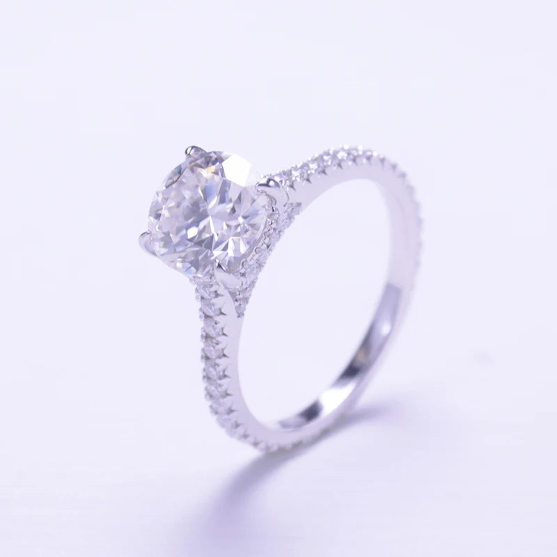 Silver With Customized Iced Out 1CT 6.5mm D VVS Certificate Moissanite 4 Prongs Set Moissanite Jewelry