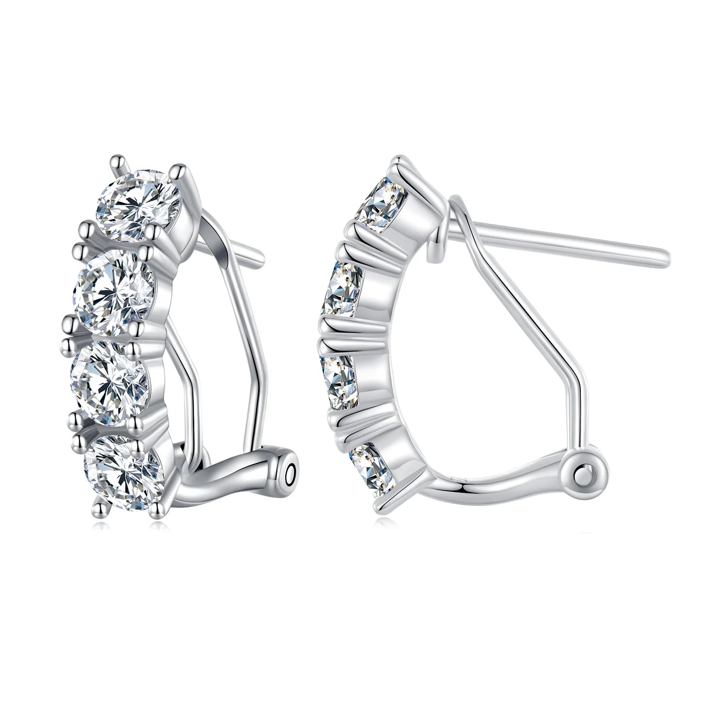 925 Sterling Silver Earrings Shining Moissanite Clip Earrings Moissanite Clip on Earrings
