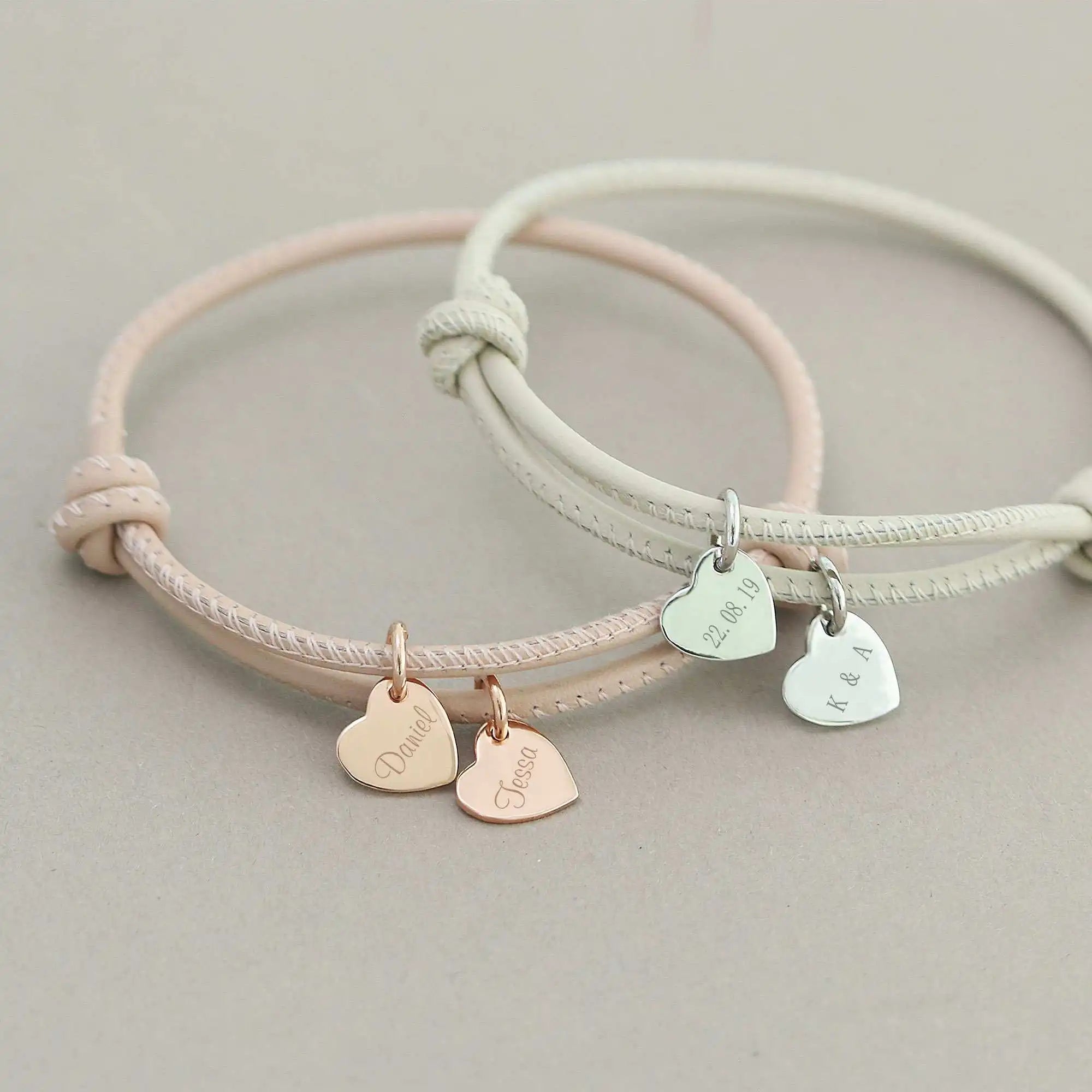 Popular Trendy Thread Leather Friendship Bracelet With Heart Laser logo Adjustable Waterproof DIY Couple Bracelet for Women