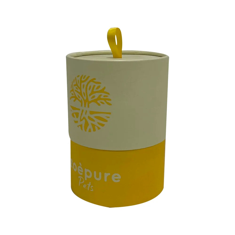 Customized Rigid Paperboard Tube Cylinder Packaging Boxes for Pets Food Matte Lamination Hot Stamping Gold Foil Logo Options