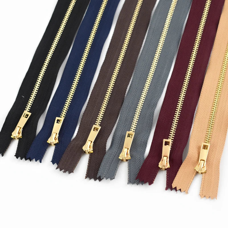 Deepeel XP012 3# 25cm Sewing Gold Tooth Close-End Alloy Zipper for DIY Bags Jackets Zippers Tape for Garment Accessories