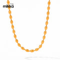 Irregular Oval Beaded Necklace Splicing Titanium Steel with High-Polished Stainless Steel Smooth Rice Fashion Jewelry
