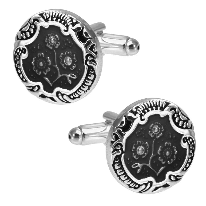 Wholesale Flower Classic Elegant Cufflinks Custom Men Formal Suit Shirt Fashion Accessory Wedding Tuxedo Trendy Jewelry Gift Set