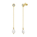 RINNTIN GPE19 Baroque Pearls Earrings With Zircon Solid 925 Silver Freshwater Pearls 14K Gold Plated Stud Drop Earings for Women