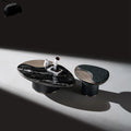 Luxury Wabi-Sabi Coffee Table - Cosmic Black Marble Top with Stainless Steel Frame & Walnut Wood Veneer Finish
