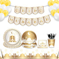MM089 Eid Mubarak Party Decorations with Paper Plates Cups Napkins Disposable Tableware Set for Muslim Ramadan Party Supplies
