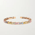 LOZRUNVE 925 Sterling Silver Cubic Zircon Luxury Rainbow Baguette Bangle Jewelry Women