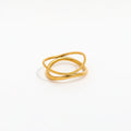 Tarnish Free High End 18K Gold Plated Double-layer Round Lines Cross Statement Rings for Women Stainless Steel Jewelry