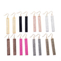 Retro Stainless Steel Hook Strip Earrings Long Women Girl Jewelry Rectangle Simple Designer Black Handmade PU Leather Earrings