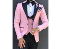 Pink Men's Suit Business Notched Lapel Slim Wedding Banquet Formal Three-Piece Set (Blazer+Pants+Vest)