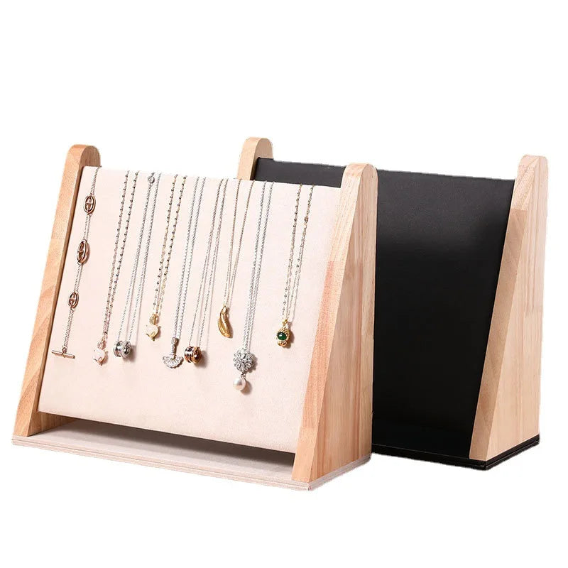 Solid Oak Wood Large Capacity Necklace Display Rack 8-Necklace Show Jewelry Stand Elegant Storage Container
