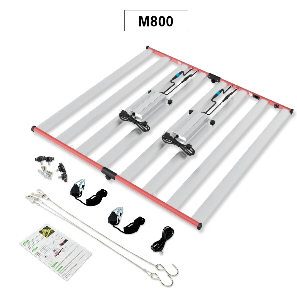 800W Aluminum LED Grow Light Folding Dimmable 8 Bar Full Spectrum Bloom IP65 Waterproof for Indoor Plant Growth