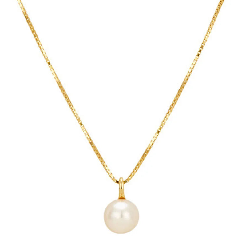 Hainon S925 Sterling Silver Pearl Temperament Versatile Pendant Necklace Ladies Fashion Decorative Jewelry