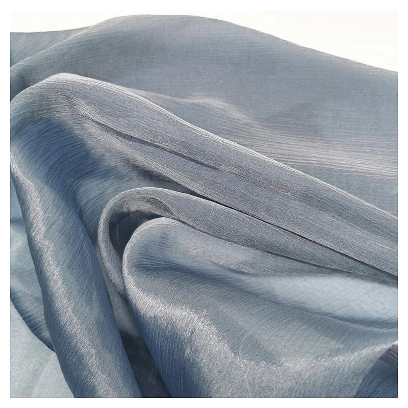 Crepe Organza Fabric 44% Polyester 56% Nylon Silver Wire Soft Shiny Organza Fabric for Garment