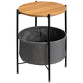 Home Office Indoor 2 Tier Round Wooden Mdf Top Round Side Table With Fabric Storage Basket