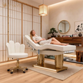 Luxury Golden Metal Base Double Column 4 Motor Facial Massage Bed for Beauty Salon