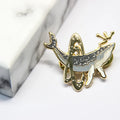 Collectible Gold-Plated Metal Custom Hard Enamel Animal Whale for with Silver Glitter