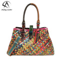 Andong Hand-woven Genuine Cow Leather Handbags for Women Cowhide Colorful Ladies Handbag Shoulder Bag Handbag Ladies Tote Bags