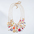 2025 New Arrival Fashion Jewelry Bohemian love Bird Chili Multi-layer Necklace 18k Gold Charm Layered Enamel Heart Necklaces