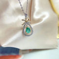 New Arrival Hot Popular Natural Emerald Zircon Pendant Necklace for Women GIA Certified Rhodium & Gold Plated Gift