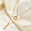 Fashion Jewelry Necklace Women Trendy Geometric Minimalist Stainless Steel PVD Gold Double Chain Layer Necklace for Woman