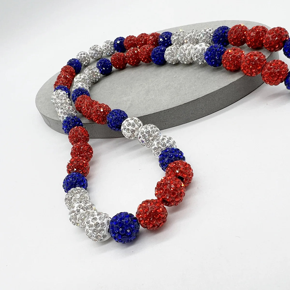Baseball Inspired Alloy Beaded Rope Chain Necklace Discoball for Children's Baseball Team Lovers