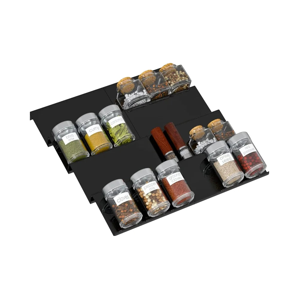 Adjustable 8-16 Inch Acrylic Spice Drawer Organizer Rack Expandable Shelf for Seasoning Jars Storage Boxes & Bins