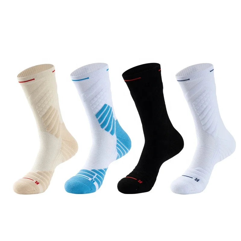 Wholesale Men's Athletic Elite Basketball Sports Crew Socks Premium White Padded Cushioned Training Socks for Spring Season