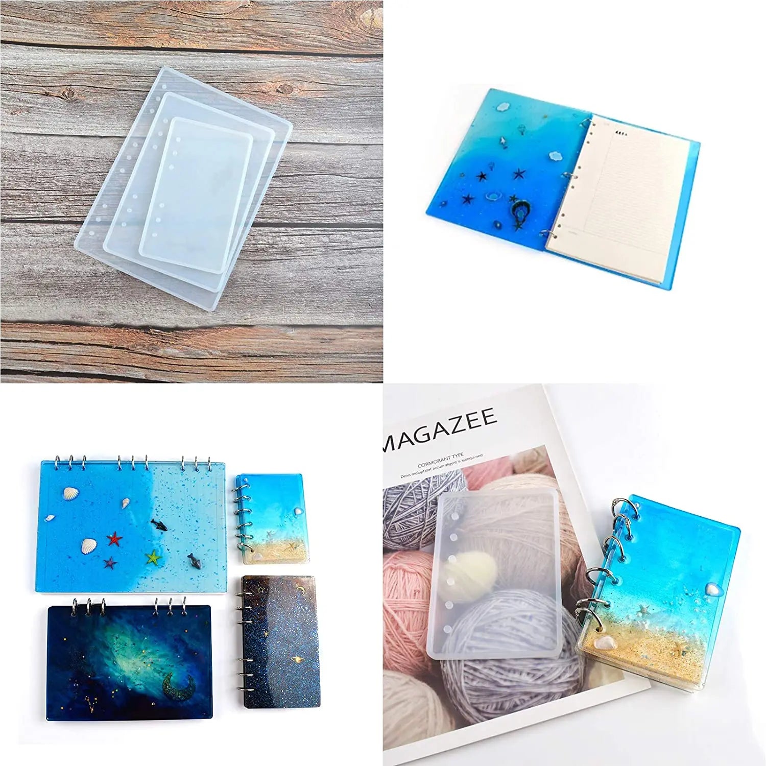 17 Pieces Resin Notebook Mold Kit Include 1Pcs Notebook Cover Resin Casting Molds for A4 3Pcs Epoxy Resin Pen Molds