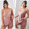 Custom Plus Size Ladies Spaghetti Strap Short Pajamas Silk Pyjamas Satin Loungewear Women Sets