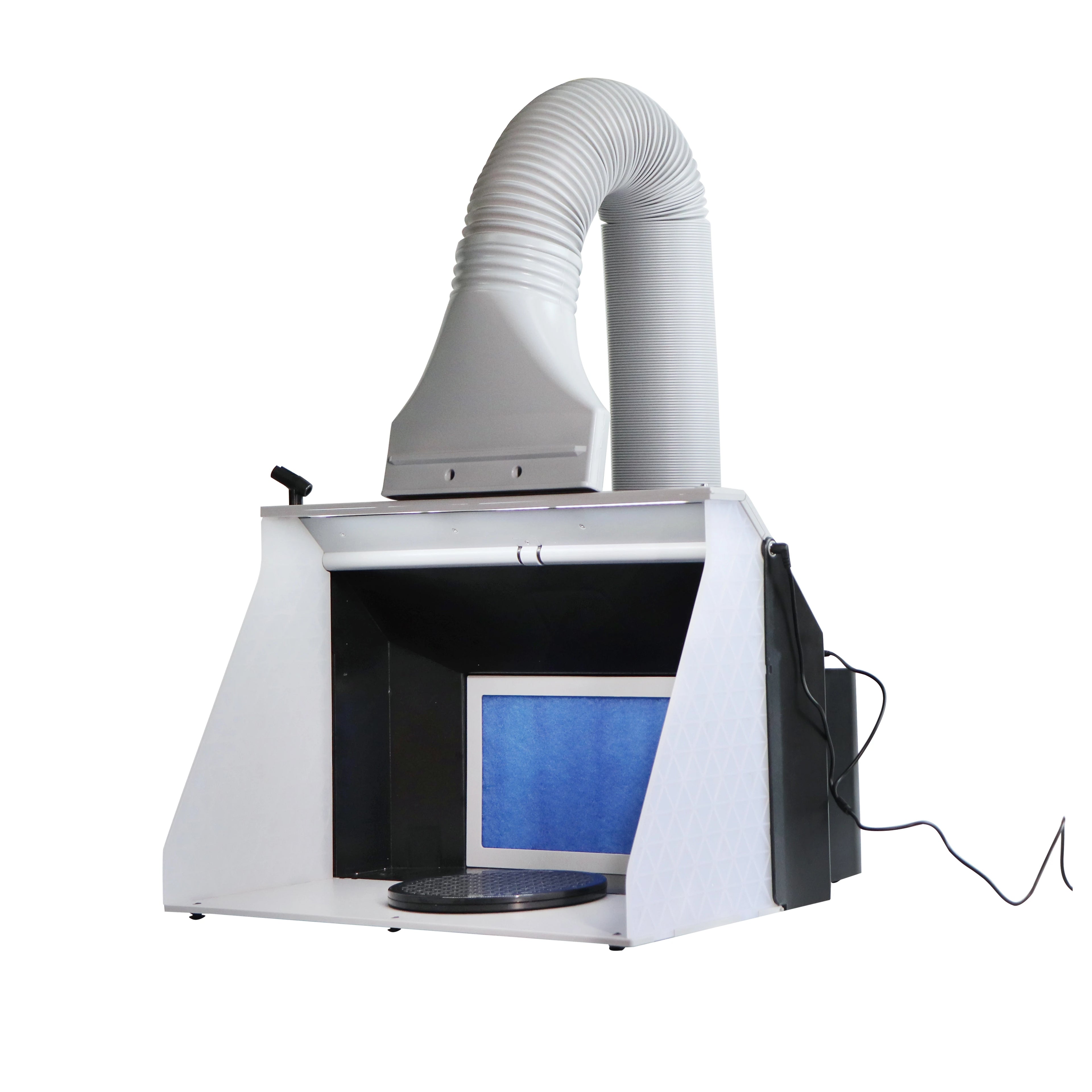 Airbrush Spray Booth Dual Fans Portable Hobby with 3 LED Lights and Exhaust Extension Hose for Painting Models Arts Crafts Cakes