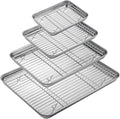 2025 HOT Easy Clean 304 Stainless Steel Baking Sheet Set Cookie Sheet Baking Pans with Cooling Rack for Kitchen BBQ