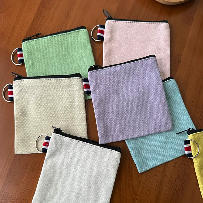 Coin Bags Zipper Storage Pouch Travel Portable Fresh Square Coin Purse Customizable Printing LOGO