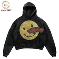 Custom High Quality Vintage Wash Sweatshirt Hoodie Streetwear Oversized Heavyweight Hip Hop Graphic Print Jogging Retro Hoodies