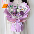 100% Handmade Woven Artificial Knitted Flowers Tulip Rose Christmas Valentine's Day Gifts 2025 Crochet Flower Bouquet