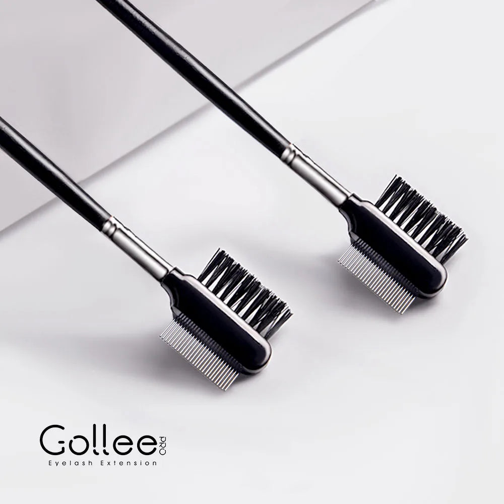 Brush Applicator with Eyebrow Comb Eyelash Comb Gollee Premium Brow Stainless Eyelash Extension Metal Wholesale Steel Black 50