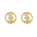LUOTEEMI Best Selling Women Jewelry for Girls Fashion Designer Round Flower Metal CZ Cute Stud Earrings